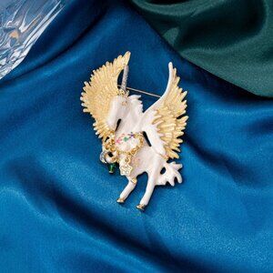 Alexis Bittar White Dragon Horse Collection Brooch